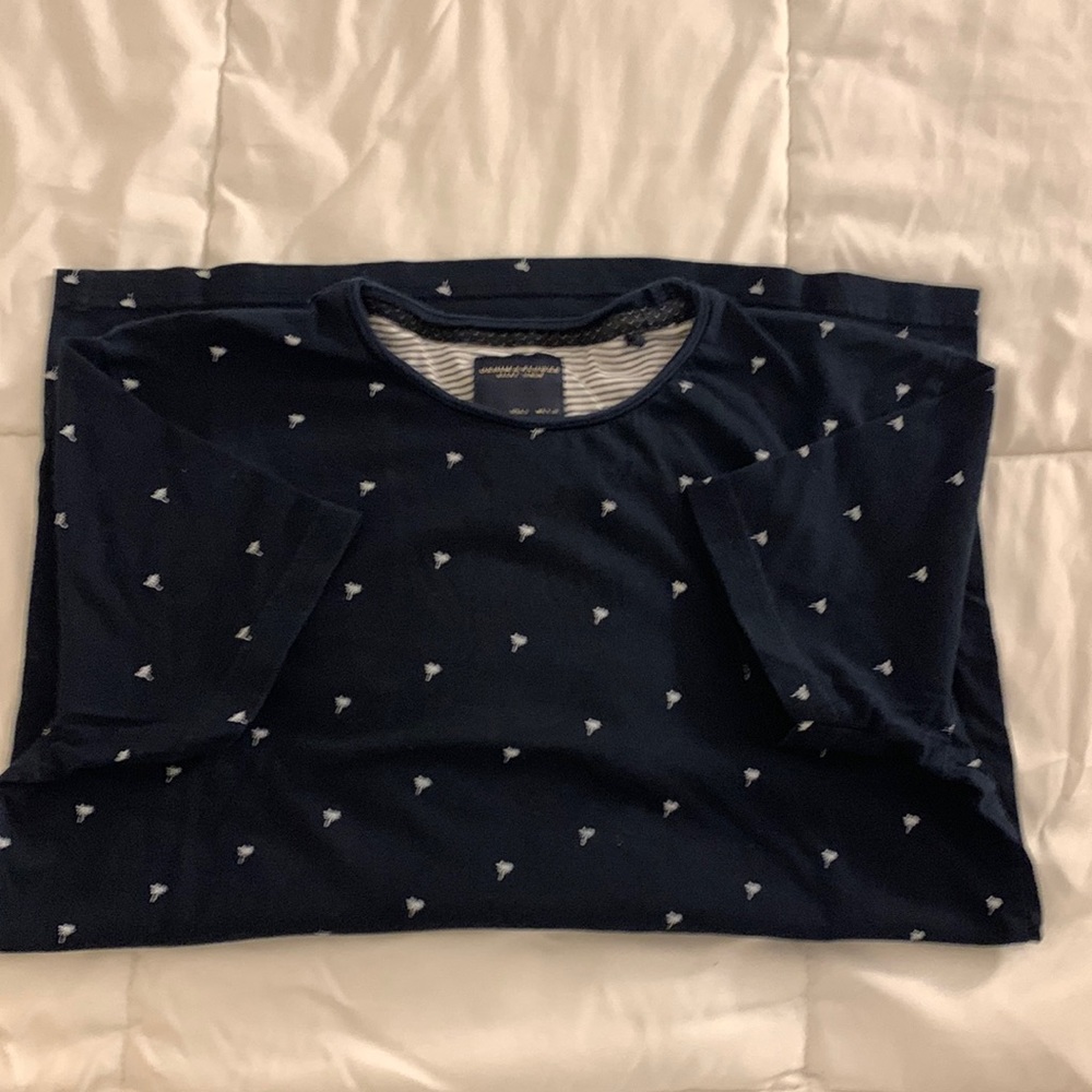 Denim & Flower Ricky Singh Men’s Dark Blue w/ Palm tree pattern size S T-shirt